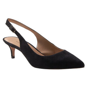 Banana Republic Slingback Kitten Heels 6 Black Suede Pumps Academia Capsule Work